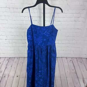 Universal Thread Corset Midi A-Line Dress Blue Floral Size Medium